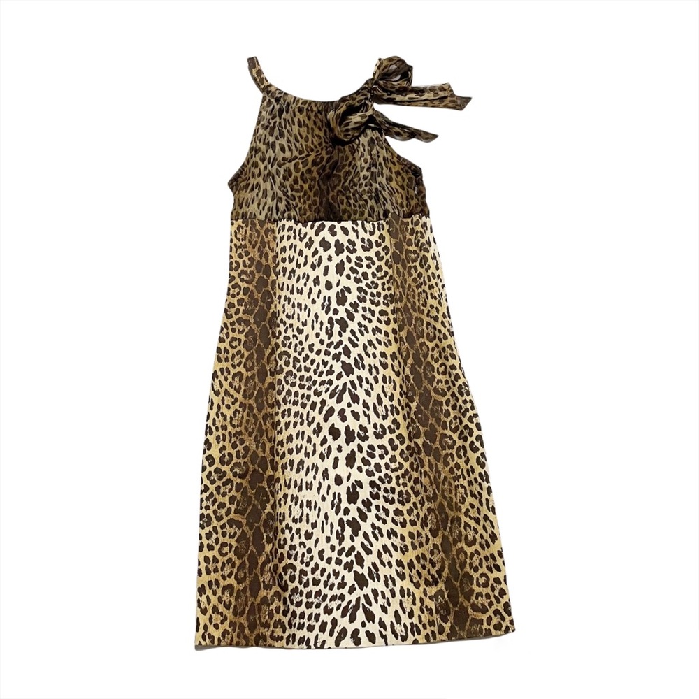 Love Moschino Leopard Cheetah Print Sleeveless Midi Dress Bow Decoration Size 6 - Picture 2 of 7